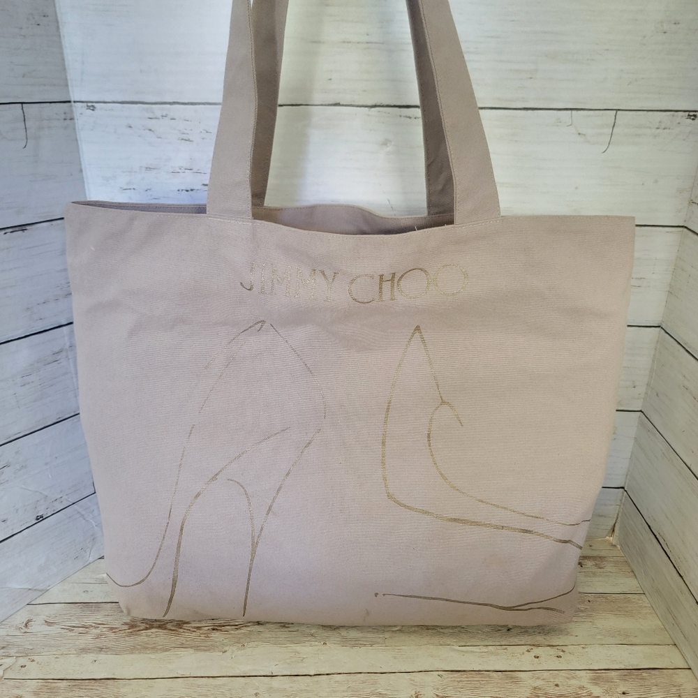 Jimmy Choo Canvas Zipper Shopping Tote